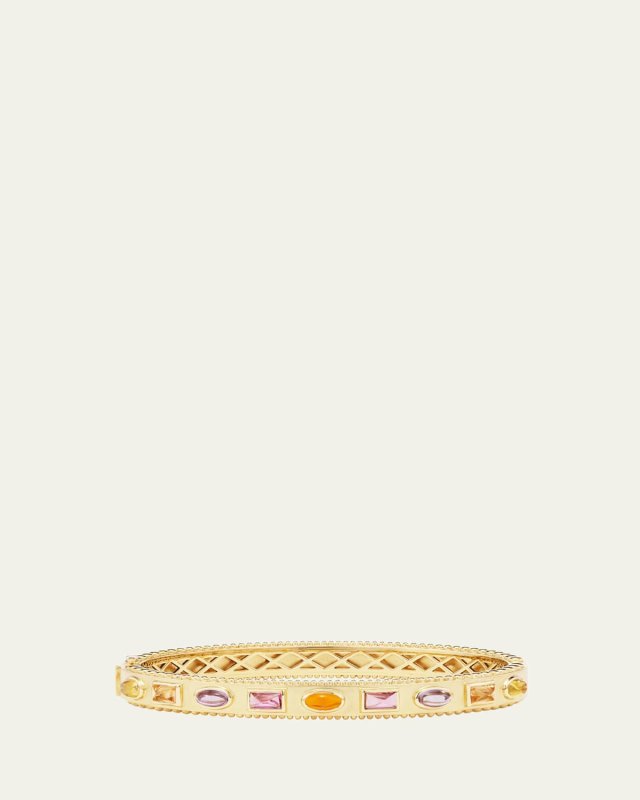 18K Cabochon Bangle in Pink/Orange